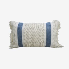 Decorative Striped Pillow - Blue / White