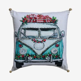 Holiday Van Christmas Throw Pillow