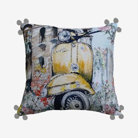 Vespa Throw Pillow - Yellow