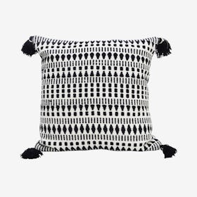 Throw Pillow with Tassels - Black / White