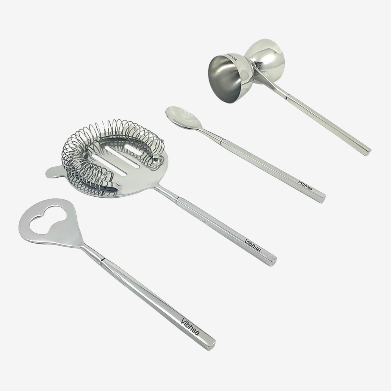 Bar Tools Bartending Kit - Silver - Set of 4 by A Dose of Whimsy - Fy