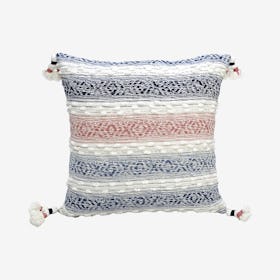 Throw Pillow with Tassels - Navy / Red