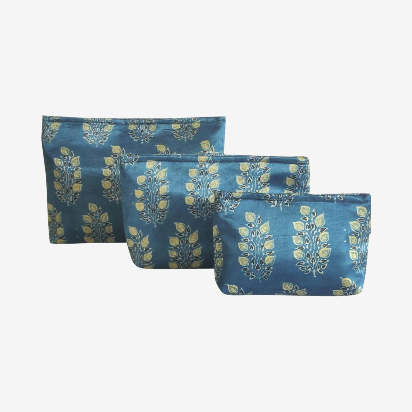 Floral Travel Cases - Blue / Yellow - Set of 3 by Sveže