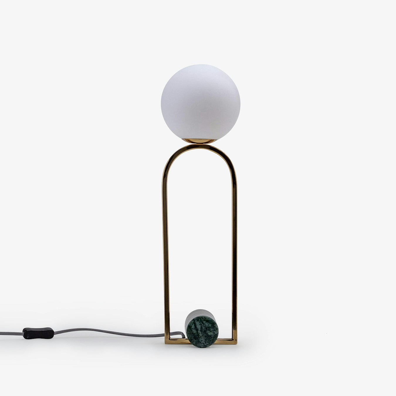 Green Marble & Opal Glass - Table Lamp - Brass by Houseof