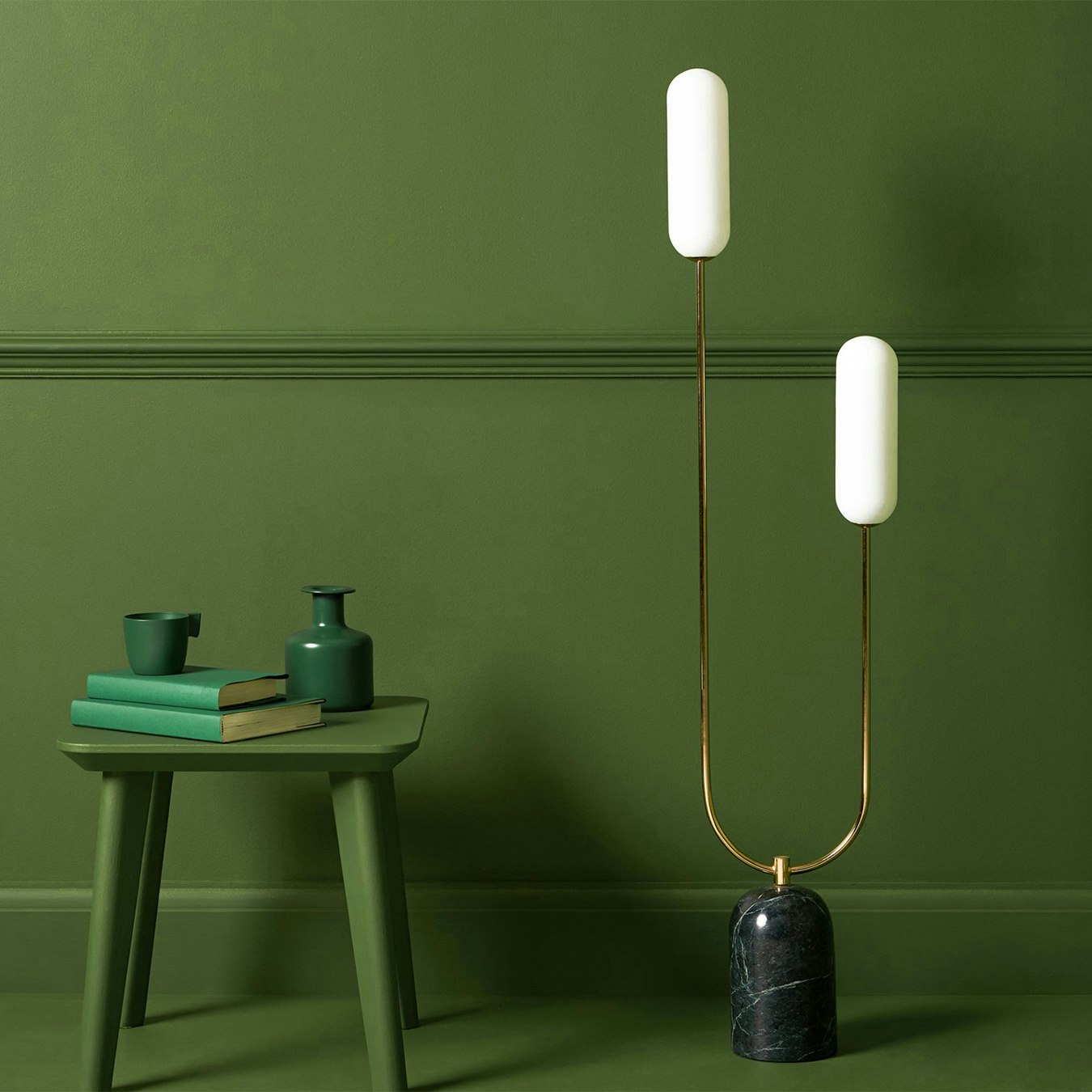 Curve Floor Lamp - Green Marble by Houseof