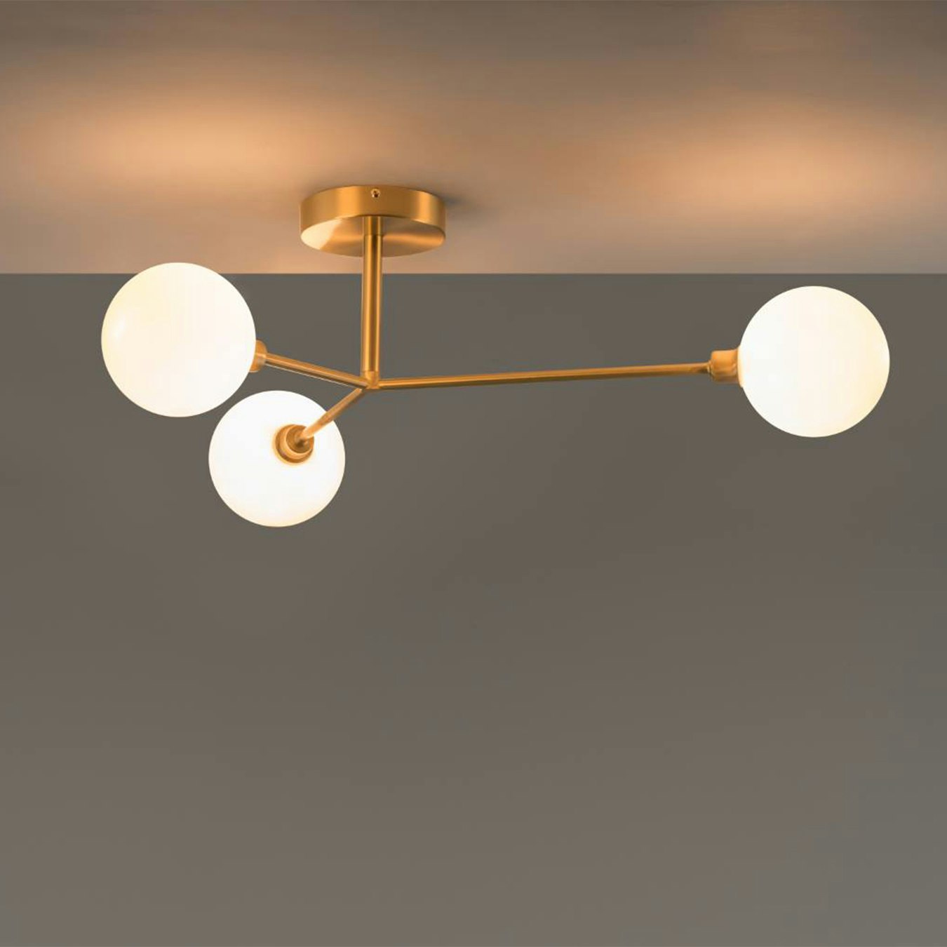 Flush Ceiling Light 3 Ball - Brass by Houseof
