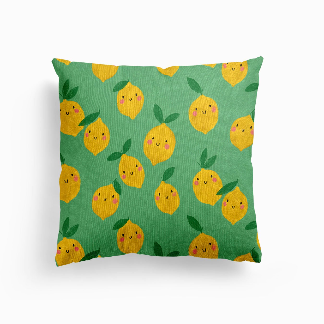 Happy Fruit Lovely Lemons Seafoam Canvas Cojín