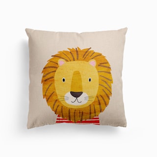 Lion Cream Canvas Cushion