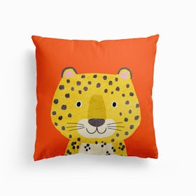 Leopard Orange Canvas Cushion