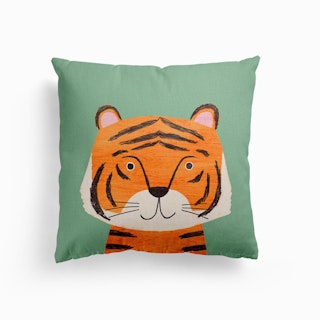 Tiger Green Canvas Cushion