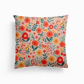 Floral Butterfly Pattern Canvas Cushion
