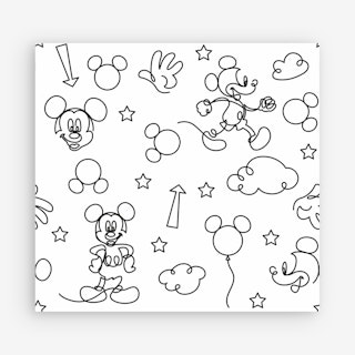 Disney Mickey Mouse Line Art Peel and Stick Wallpaper - Black / White