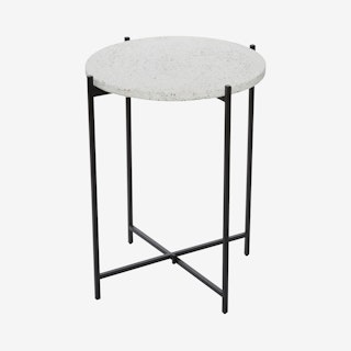 Contemporary Terrazzo Accent Table - Black / White