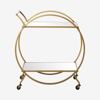 Contemporary Round Iron Bar Cart - Gold