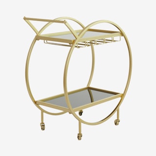 Contemporary Round Metal Bar Cart - Gold