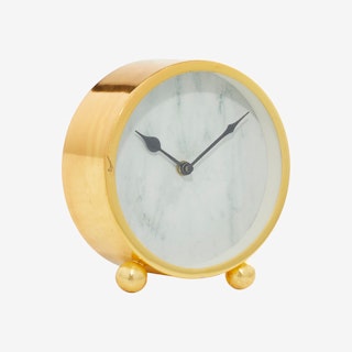 Round Stainless Steel Clock - Gold / White