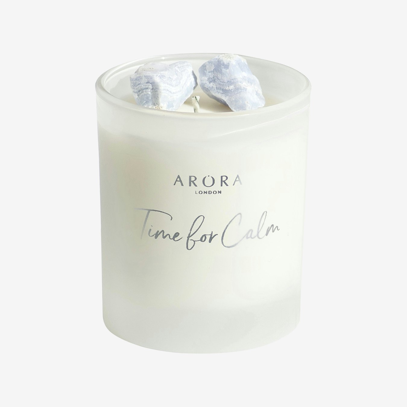 Time For Calm Blue Lace Agate Crystal Candle by Arora London