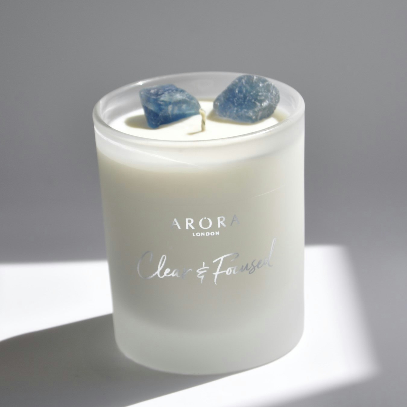 Clear & Focused Rainbow Fluorite Crystal Candle by Arora London