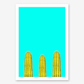 Aqua Cacti In Art Print