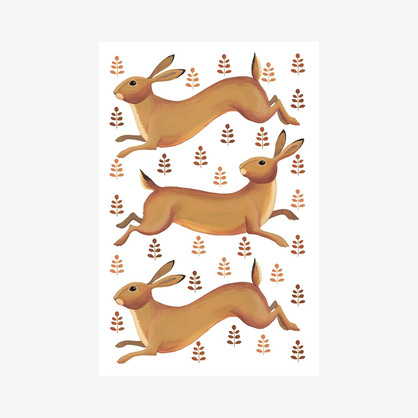 Hurrying Hares Tea Towel by Dog & Dome