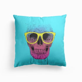 Pop Art Skull With Glasses Cushion