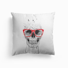 Skull With Red Glasses Cushion