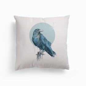 Blue Crow Canvas Cushion