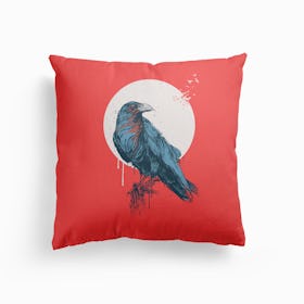Blue Crow 2 Canvas Cushion