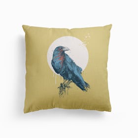 Blue Crow 3 Canvas Cushion