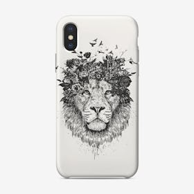 Floral lion (bw)  iPhone Case