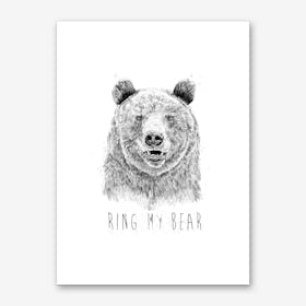 Ring my bear (bw) Art Print