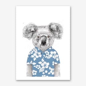 Summer koala (blue) Art Print