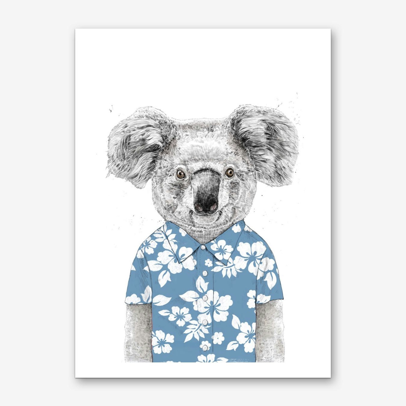 Koala Art Print Blue by Balázs Solti for Wall Decor - Framed Poster Style for Living Room