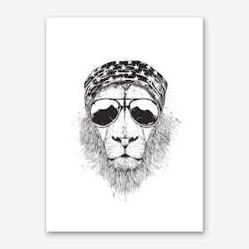 Wild lion (bw) Art Print