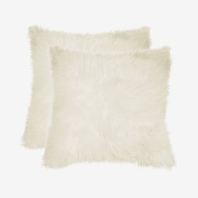 New Zealand Sheepskin Square Pillows - Natural - Set of 2