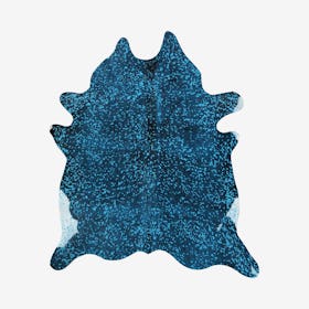 Scotland Cowhide Rug - Blue / Silver