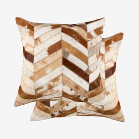 Torino Chevron Square Pillows - Brown / Natural - Set of 2
