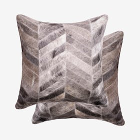 Torino Chevron Square Pillows - Grey - Set of 2