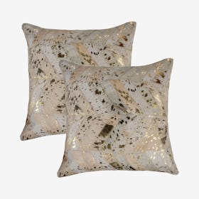 Torino Chevron Square Pillows - Natural / Gold - Set of 2