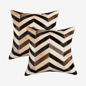 Torino Chevron Square Pillows - Black / Brown - Set of 2