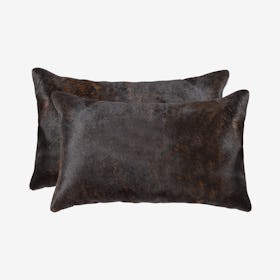 Torino Cowhide Pillows - Chocolate - Set of 2