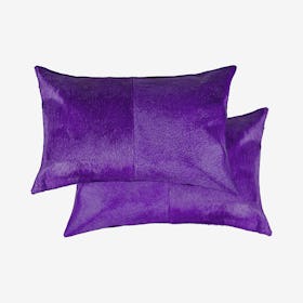 Torino Cowhide Pillows - Purple - Set of 2