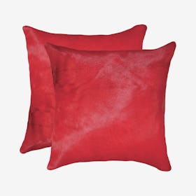 Torino Cowhide Square Pillows - Firecracker - Set of 2