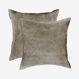 Torino Cowhide Square Pillows - Grey - Set of 2