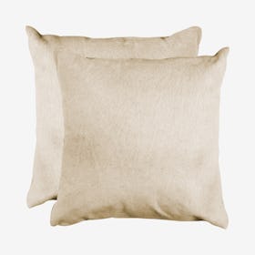 Torino Cowhide Square Pillows - Natural - Set of 2