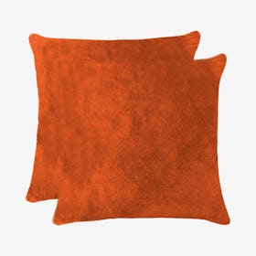 Torino Cowhide Square Pillows - Orange - Set of 2