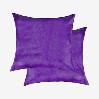 Torino Cowhide Square Pillows - Purple - Set of 2