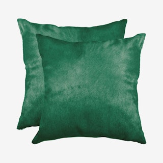 Torino Cowhide Square Pillows - Verde - Set of 2