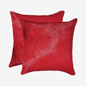 Torino Cowhide Square Pillows - Wine - Set of 2