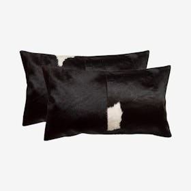 Torino Kobe Cowhide Pillows - Black / White - Set of 2